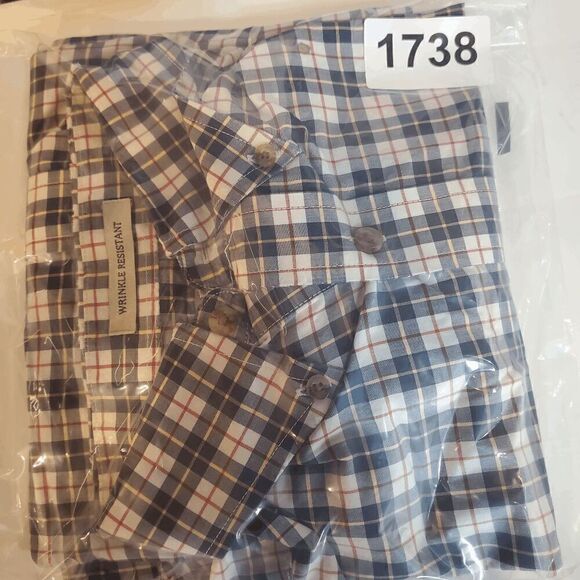 LL Bean Shirt Mens Large Reg Blue Plaid Wrinkle- Resistant Long Sleeve Button Up - Picture 9 of 9